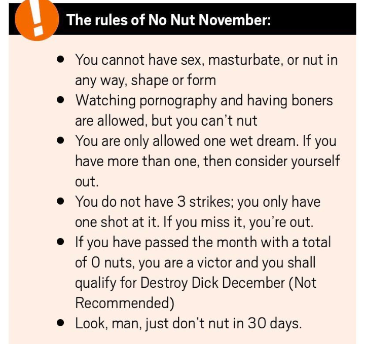 No Nut November Rules